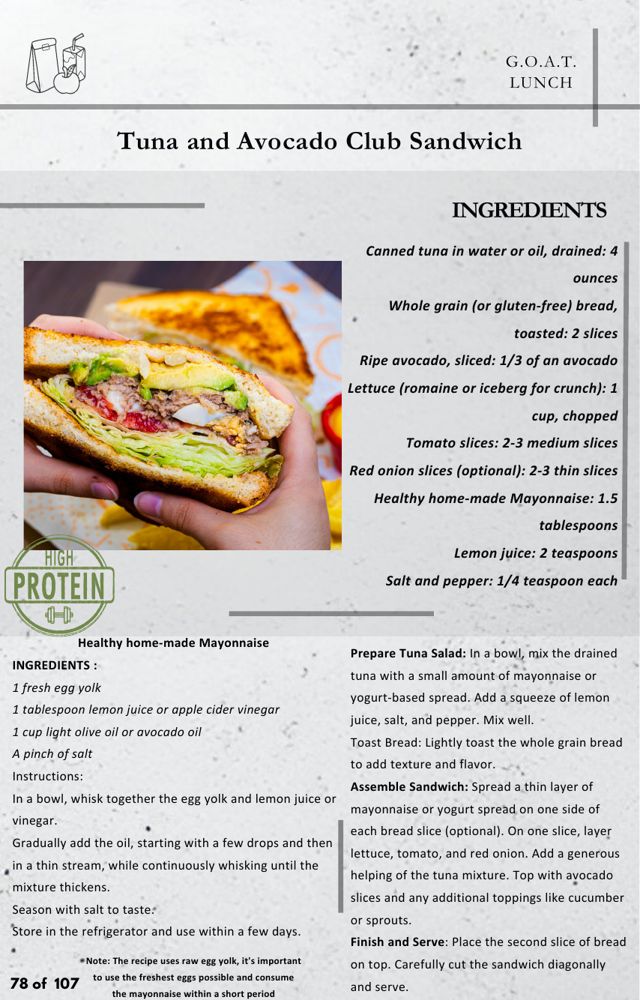 Recipe page: Tuna and Avocado Club Sandwich